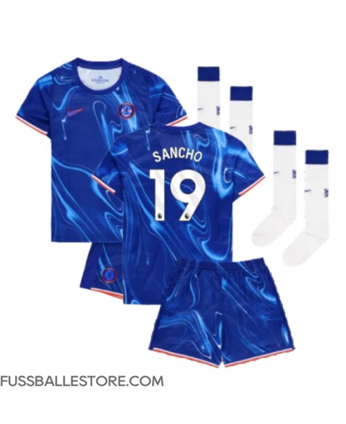 Günstige Chelsea Jadon Sancho #19 Heimtrikotsatz Kinder 2024-25 Kurzarm (+ Kurze Hosen)